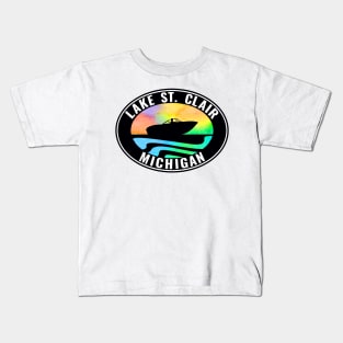 Lake Saint Clair Michigan Laptop Bumper Boat Boating Fishing St. Kids T-Shirt